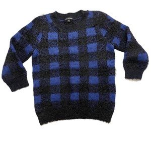 CABLE & GAUGE • NWOT Soft Fuzzy Eyelash Knit Buffalo Check Sweater • Small